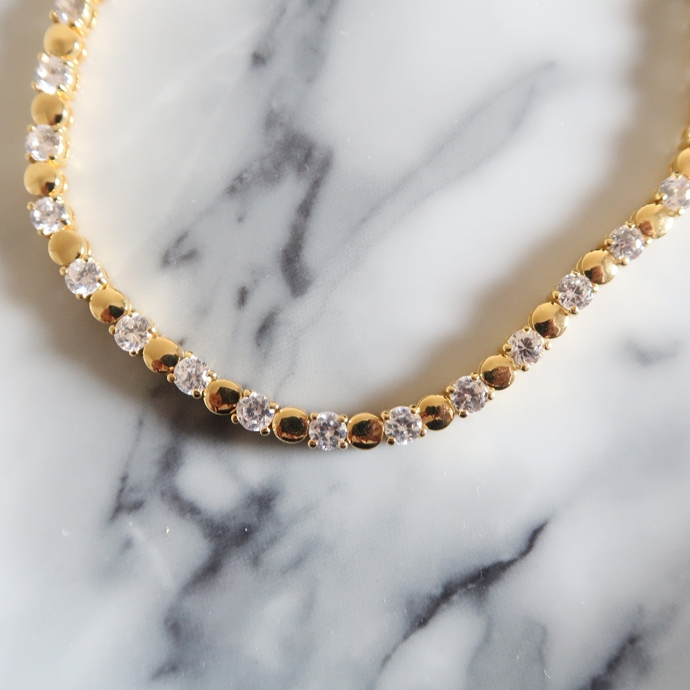 Sterling silver gold plated cubic zirconia bracele